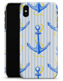 Striped Blue and Gold Watercolor Anchor - iPhone X Clipit Case