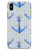 Striped Blue and Gold Watercolor Anchor - iPhone X Clipit Case