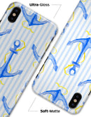 Striped Blue and Gold Watercolor Anchor - iPhone X Clipit Case