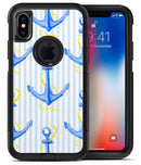 Striped Blue and Gold Watercolor Anchor - iPhone X OtterBox Case & Skin Kits