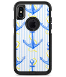 Striped Blue and Gold Watercolor Anchor - iPhone X OtterBox Case & Skin Kits