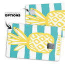Striped Mint and Gold Pineapple - Premium Protective Decal Skin-Kit for the Apple Credit Card