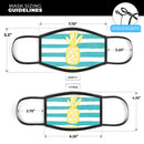 Striped Mint and Gold Pineapple - Made in USA Mouth Cover Unisex Anti-Dust Cotton Blend Reusable & Washable Face Mask with Adjustable Sizing for Adult or Child