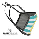 Striped Mint and Gold Pineapple - Made in USA Mouth Cover Unisex Anti-Dust Cotton Blend Reusable & Washable Face Mask with Adjustable Sizing for Adult or Child