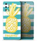 Striped Mint and Gold Pineapple - Premium Vinyl Skin Decal for Samsung Galaxy S25 Ultra, S24, S23, S22 & All Galaxy S Models