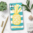 Striped Mint and Gold Pineapple - Premium Vinyl Skin Decal for Samsung Galaxy S25 Ultra, S24, S23, S22 & All Galaxy S Models