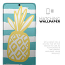 Striped Mint and Gold Pineapple - Premium Vinyl Skin Decal for Samsung Galaxy S25 Ultra, S24, S23, S22 & All Galaxy S Models