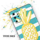 Striped Mint and Gold Pineapple - Premium Vinyl Skin Decal for Samsung Galaxy S25 Ultra, S24, S23, S22 & All Galaxy S Models