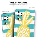 Striped Mint and Gold Pineapple - Premium Vinyl Skin Decal for Samsung Galaxy S25 Ultra, S24, S23, S22 & All Galaxy S Models