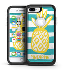 Striped Mint and Gold Pineapple - iPhone 7 or 7 Plus Commuter Case Skin Kit