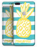 Striped Mint and Gold Pineapple - Skin-kit for the iPhone 8 or 8 Plus