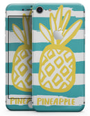 Striped Mint and Gold Pineapple - Skin-kit for the iPhone 8 or 8 Plus