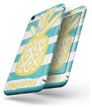 Striped Mint and Gold Pineapple - Skin-kit for the iPhone 8 or 8 Plus