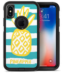 Striped Mint and Gold Pineapple - iPhone X OtterBox Case & Skin Kits