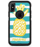 Striped Mint and Gold Pineapple - iPhone X OtterBox Case & Skin Kits