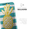Striped Mint and Gold Pineapple // Skin-Kit compatible with the Apple iPhone 14, 13, 12, 12 Pro Max, 12 Mini, 11 Pro, SE, X/XS + (All iPhones Available)
