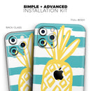 Striped Mint and Gold Pineapple - Protective Skin Wrap & Decal – Compatible with iPhone SE to iPhone 17 Pro Max (All Models)