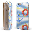 Striped Watercolor Nautical Blue and Pink iPhone 6/6s or 6/6s Plus 2-Piece Hybrid INK-Fuzed Case