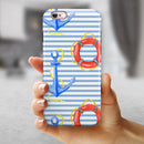 Striped Watercolor Nautical Blue and Pink iPhone 6/6s or 6/6s Plus 2-Piece Hybrid INK-Fuzed Case