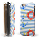 Striped Watercolor Nautical Blue and Pink iPhone 6/6s or 6/6s Plus 2-Piece Hybrid INK-Fuzed Case
