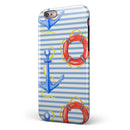 Striped Watercolor Nautical Blue and Pink iPhone 6/6s or 6/6s Plus 2-Piece Hybrid INK-Fuzed Case