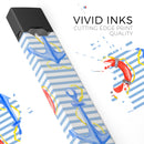 Striped Watercolor Nautical Blue and Pink - Premium Decal Protective Skin-Wrap Sticker compatible with the Juul Labs vaping device
