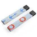 Striped Watercolor Nautical Blue and Pink - Premium Decal Protective Skin-Wrap Sticker compatible with the Juul Labs vaping device