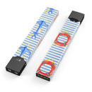 Striped Watercolor Nautical Blue and Pink - Premium Decal Protective Skin-Wrap Sticker compatible with the Juul Labs vaping device