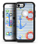 Striped Watercolor Nautical Blue and Pink - iPhone 7 or 8 OtterBox Case & Skin Kits