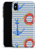 Striped Watercolor Nautical Blue and Pink - iPhone X Clipit Case