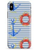 Striped Watercolor Nautical Blue and Pink - iPhone X Clipit Case