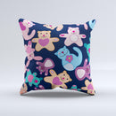 Stuffed Vector Color-Bears ink-Fuzed Decorative Throw Pillow