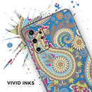 Subtle Blue & Yellow Paisley Pattern - Premium Vinyl Skin Decal for Samsung Galaxy S25 Ultra, S24, S23, S22 & All Galaxy S Models