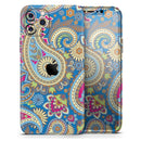 Subtle Blue & Yellow Paisley Pattern - Protective Skin Wrap & Decal – Compatible with iPhone SE to iPhone 17 Pro Max (All Models)
