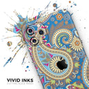 Subtle Blue & Yellow Paisley Pattern - Protective Skin Wrap & Decal – Compatible with iPhone SE to iPhone 17 Pro Max (All Models)