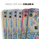 Subtle Blue & Yellow Paisley Pattern - Protective Skin Wrap & Decal – Compatible with iPhone SE to iPhone 17 Pro Max (All Models)