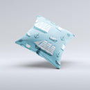 Subtle Blue Ships and Anchors ink-Fuzed Decorative Throw Pillow