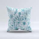 Subtle Blue Sketched Lace Pattern V21 Ink-Fuzed Decorative Throw Pillow