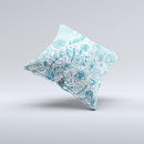 Subtle Blue Sketched Lace Pattern V21 Ink-Fuzed Decorative Throw Pillow