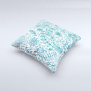 Subtle Blue Sketched Lace Pattern V21 Ink-Fuzed Decorative Throw Pillow