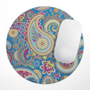 Subtle Blue & Yellow Paisley Pattern// WaterProof Rubber Foam Backed Anti-Slip Mouse Pad for Home Work Office or Gaming Computer Desk