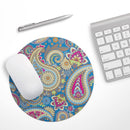 Subtle Blue & Yellow Paisley Pattern// WaterProof Rubber Foam Backed Anti-Slip Mouse Pad for Home Work Office or Gaming Computer Desk