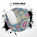 Subtle Blue & Yellow Paisley Pattern// WaterProof Rubber Foam Backed Anti-Slip Mouse Pad for Home Work Office or Gaming Computer Desk