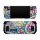 Subtle Blue & Yellow Paisley Pattern // Full Body Skin Decal Wrap Kit for the Steam Deck handheld gaming computer