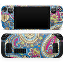 Subtle Blue & Yellow Paisley Pattern // Full Body Skin Decal Wrap Kit for the Steam Deck handheld gaming computer