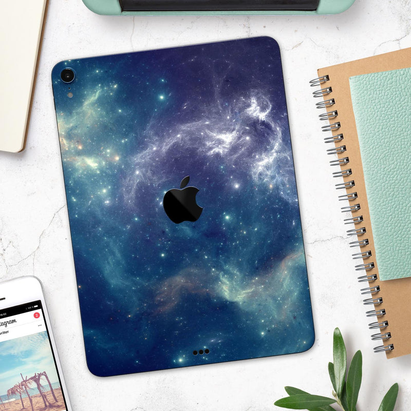 Subtle Blue and Green Nebula - Full Body Skin Decal for the Apple iPad Pro 12.9", 11", 10.5", 9.7", Air or Mini (All Models Available)