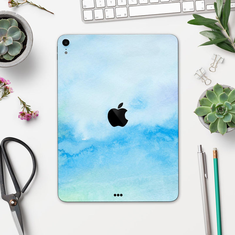 Subtle Green & Blue Watercolor V2 - Full Body Skin Decal for the Apple iPad Pro 12.9", 11", 10.5", 9.7", Air or Mini (All Models Available)
