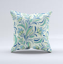 Subtle Green Floral Vector Pattern Ink-Fuzed Decorative Throw Pillow