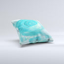 Subtle Teal Watercolor Ink-Fuzed Decorative Throw Pillow