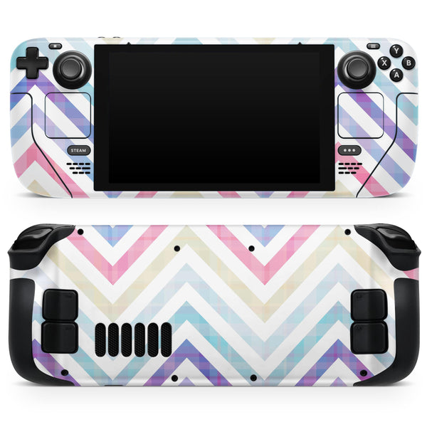 Subtle Vintage Multi-Colored Chevron Pattern // Full Body Skin Decal Wrap Kit for the Steam Deck handheld gaming computer